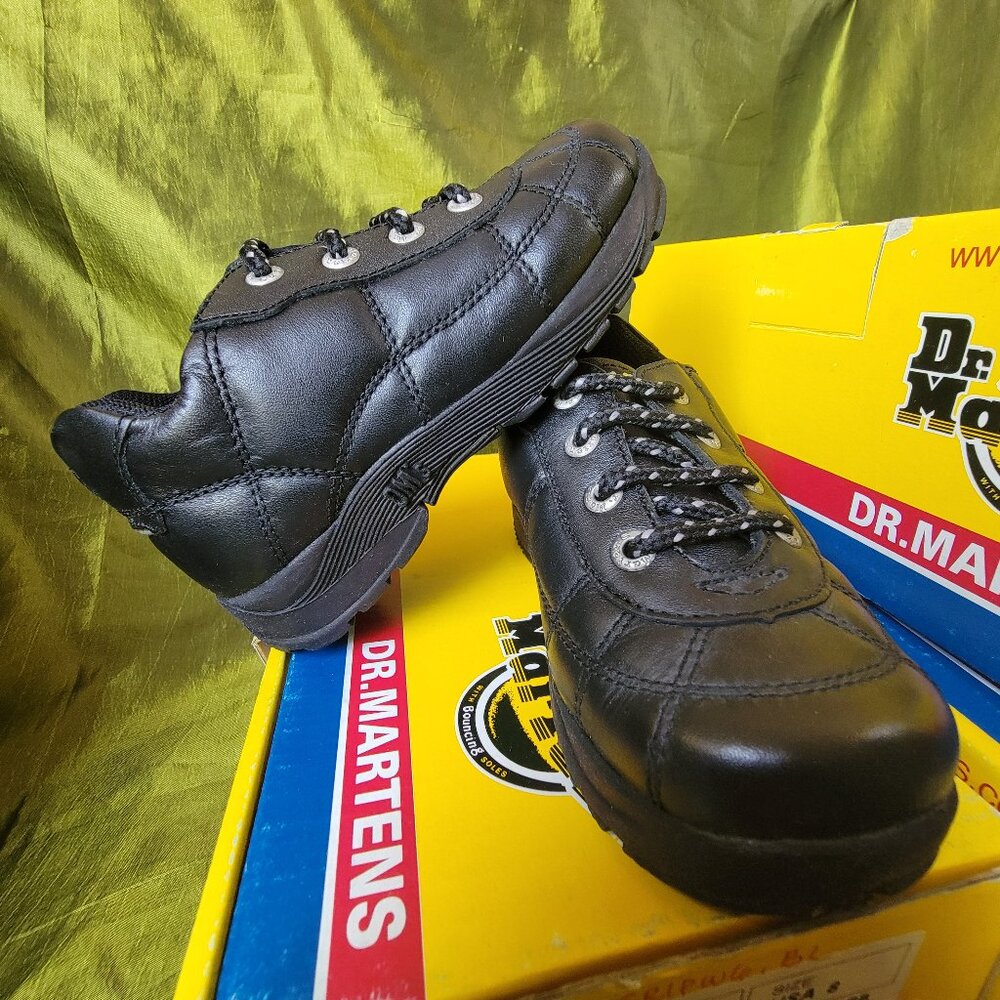 VINTAGE Dr. Martens Gripper Black Leather Chunky Tech Sneakers Kids NIB Y2K 90s